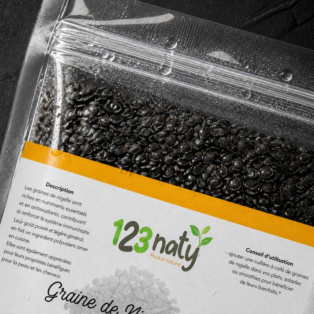 2X 100g Graine de Nigelle d'Arabie | 123NATY — Détail macro du flacon