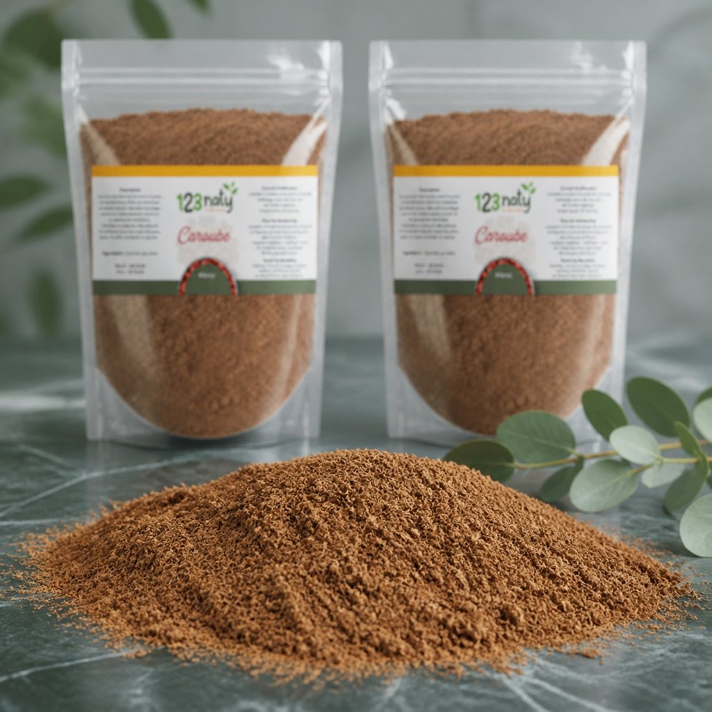 2X 1kg Caroube en Poudre | 123NATY — Texture en gros plan