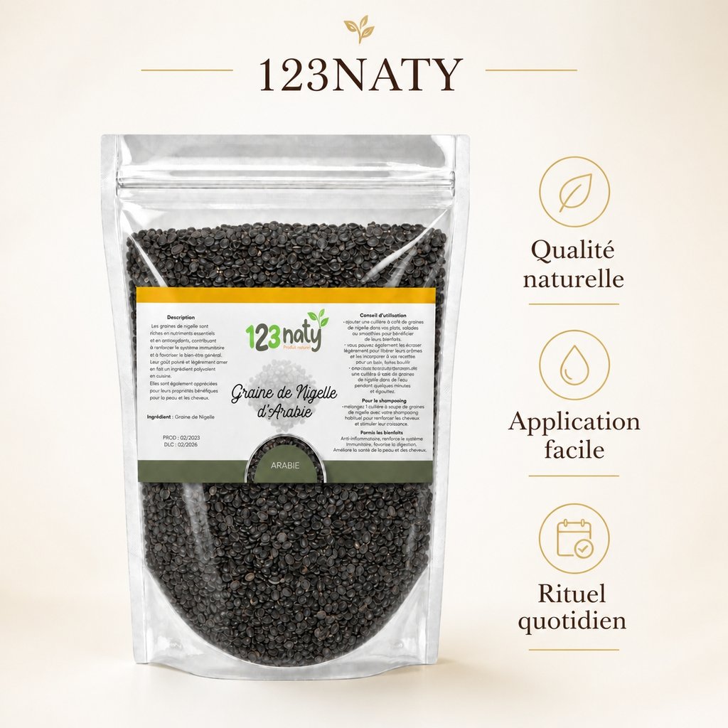 2X 1kg Graine de Nigelle | 123NATY — Infographie bénéfices clés