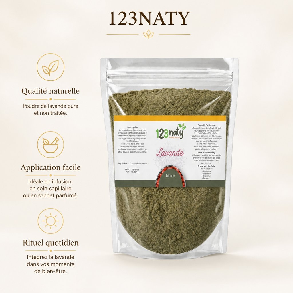 2X 1kg Lavande en Poudre | 123NATY — Infographie bénéfices clés