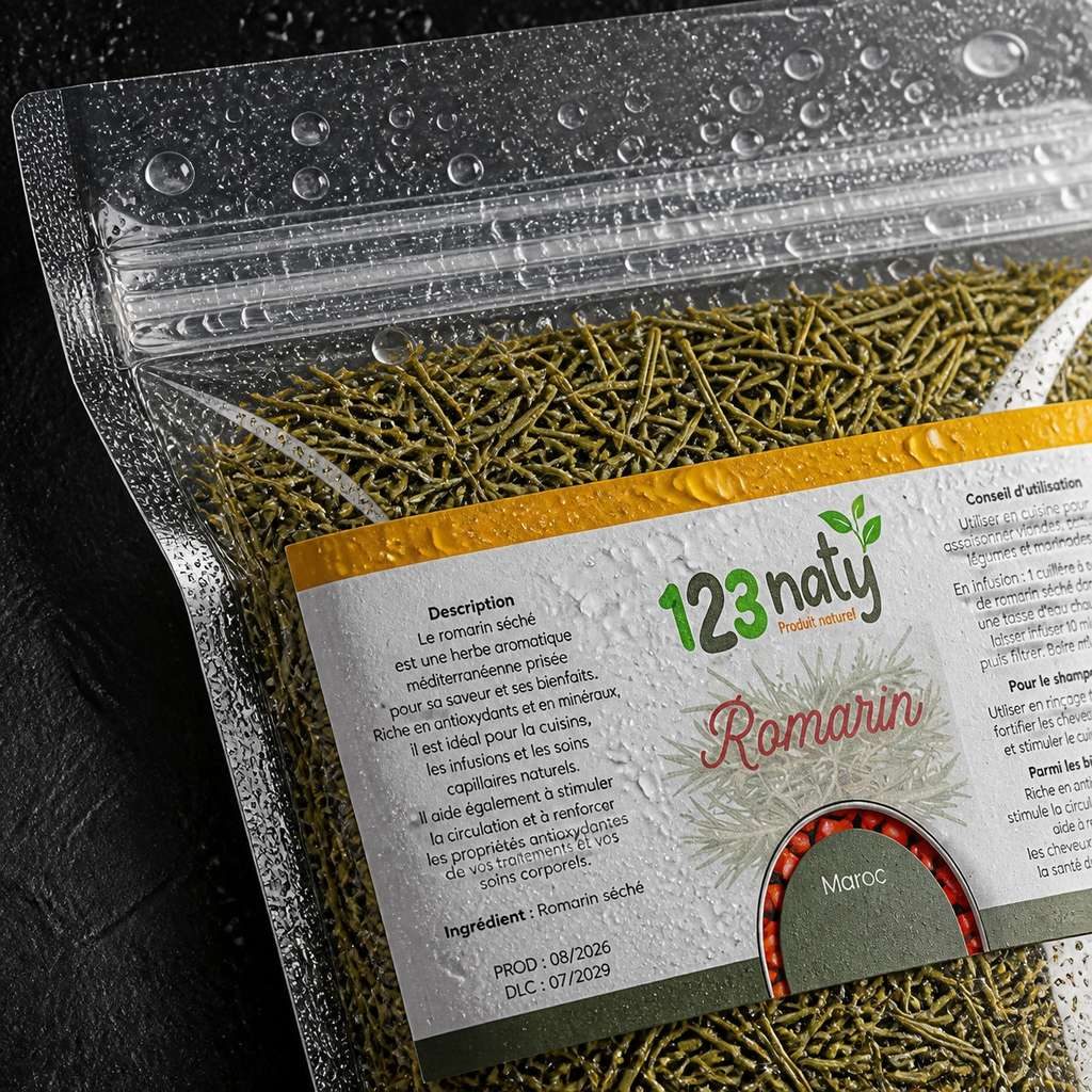 2X 1kg Romarin Séchée | 123NATY — Détail macro du flacon