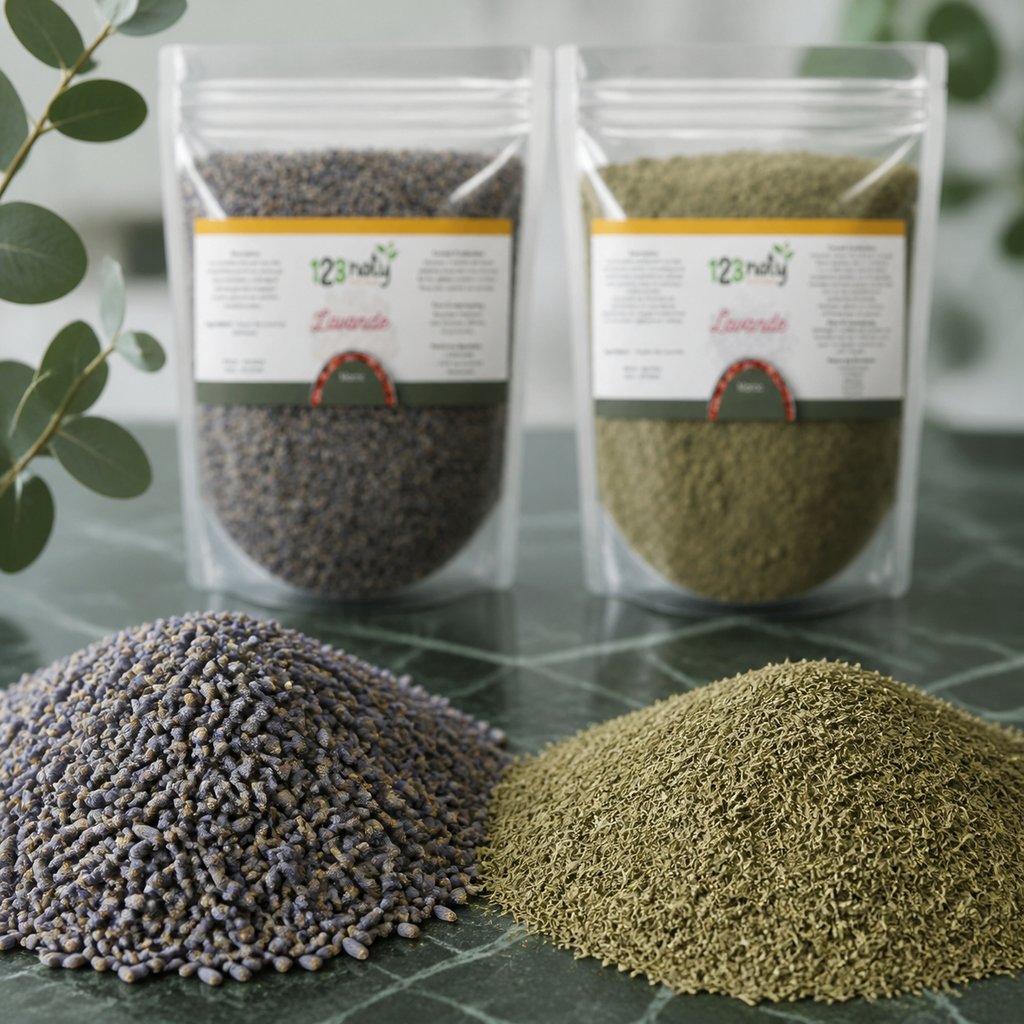 Pack 1kg Fleur de Lavande séché & 1kg Lavande en Poudre | 123NATY — Texture en gros plan