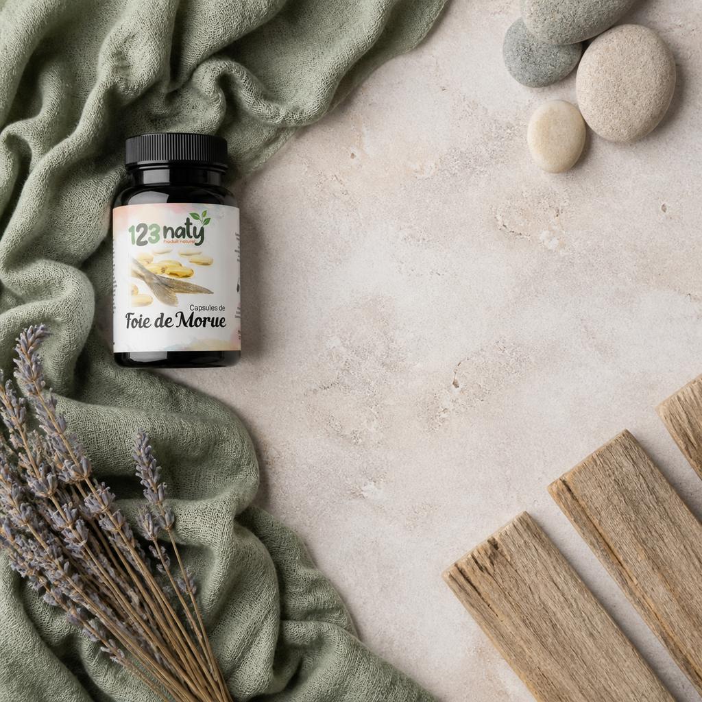 50 Capsules de Foie de Morue — Ambiance flat lay