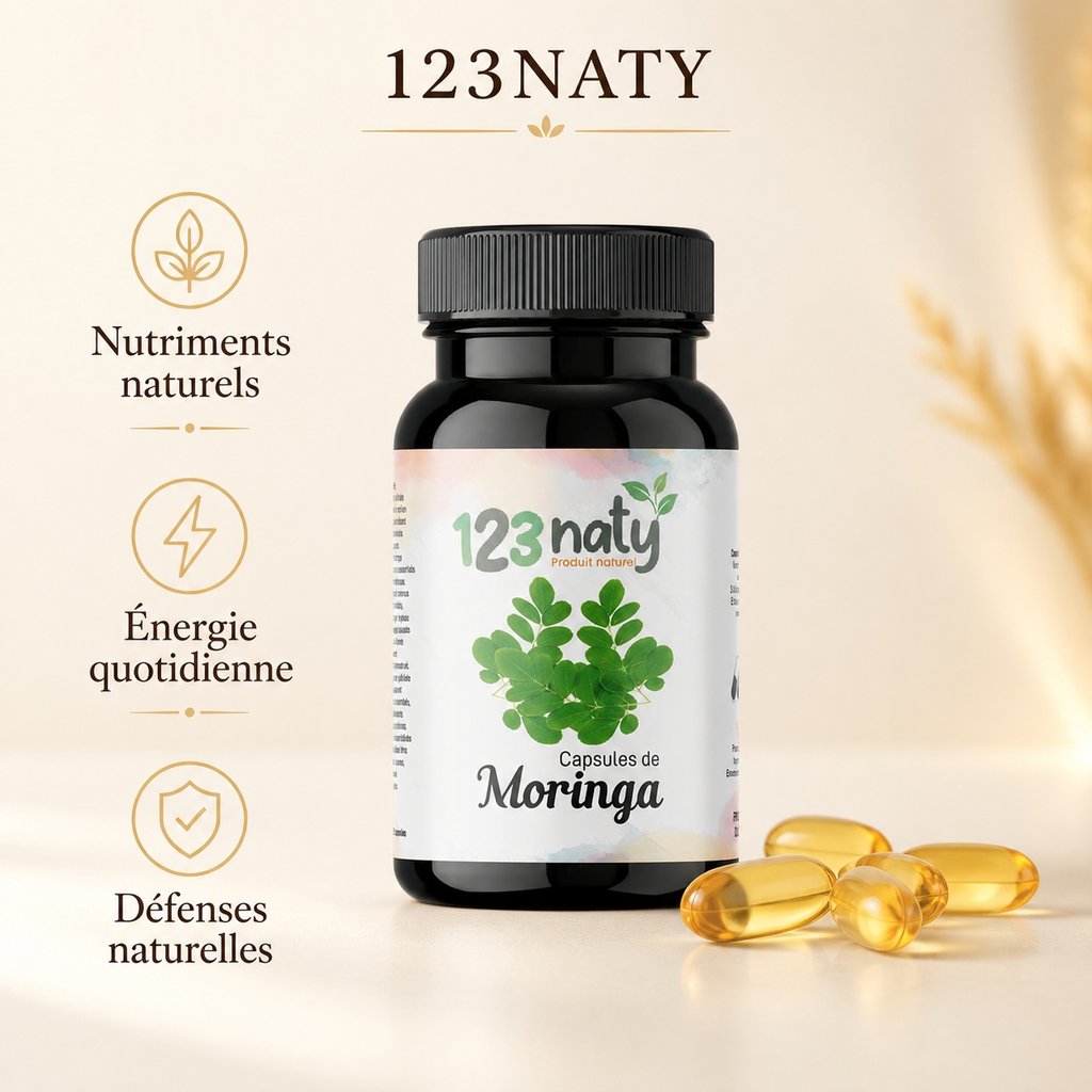 50 Capsules de Moringa | 123NATY — Infographie bénéfices clés