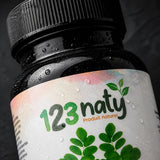 50 Capsules de Moringa | 123NATY — Détail macro du flacon