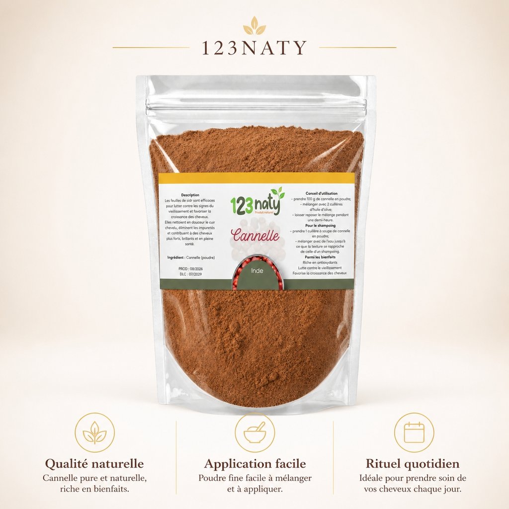 100g Cannelle en Poudre | 123NATY — Infographie bénéfices clés