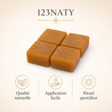 Musc Ambré en Carrés – Parfum Solide – Fraîcheur & Longue Tenue | 123NATY — Infographie bénéfices clés