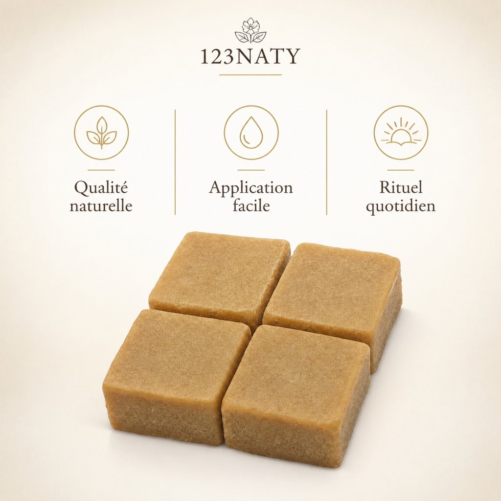 Carrés de Musc Sandal – Parfum Solide – Fraîcheur Intense & Bien-être | 123NATY — Infographie bénéfices clés