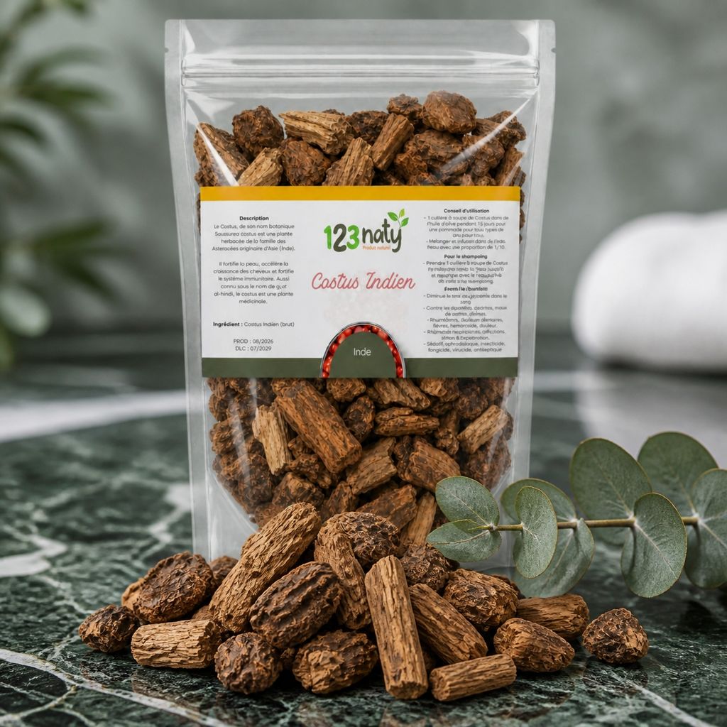 100g Costus Indien Brut | 123NATY — Texture en gros plan