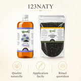 Pack 1L Huile de nigelle d'Ethiopie - Habachiya & 1Kg Graine de Nigelle d'Arabie | 123NATY — Infographie bénéfices clés