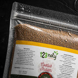 Pack 100g Costus Indien en poudre & 100g Costus Marin Brut | 123NATY — Détail macro du flacon