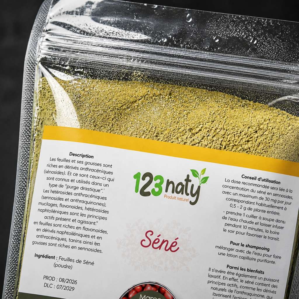 Pack 100g Feuille de Séné en Poudre & 100g Feuille de Jujubier (Sidr) en Poudre — Détail macro