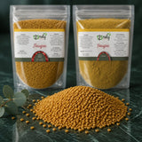 Pack 100g Graine de Fenugrec & 100g Graine de Fenugrec en Poudre | 123NATY — Texture en gros plan