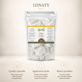 Pack 100g Pierre d'Alun brute & 100g Pierre d'Alun Poudre Cristaux | 123NATY — Infographie bénéfices clés