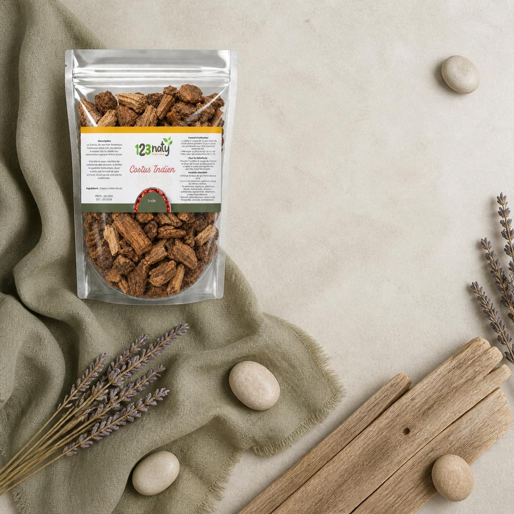 Pack 1kg Costus Indien Brut & 1kg Costus Marin Brut | 123NATY — Ambiance flat lay