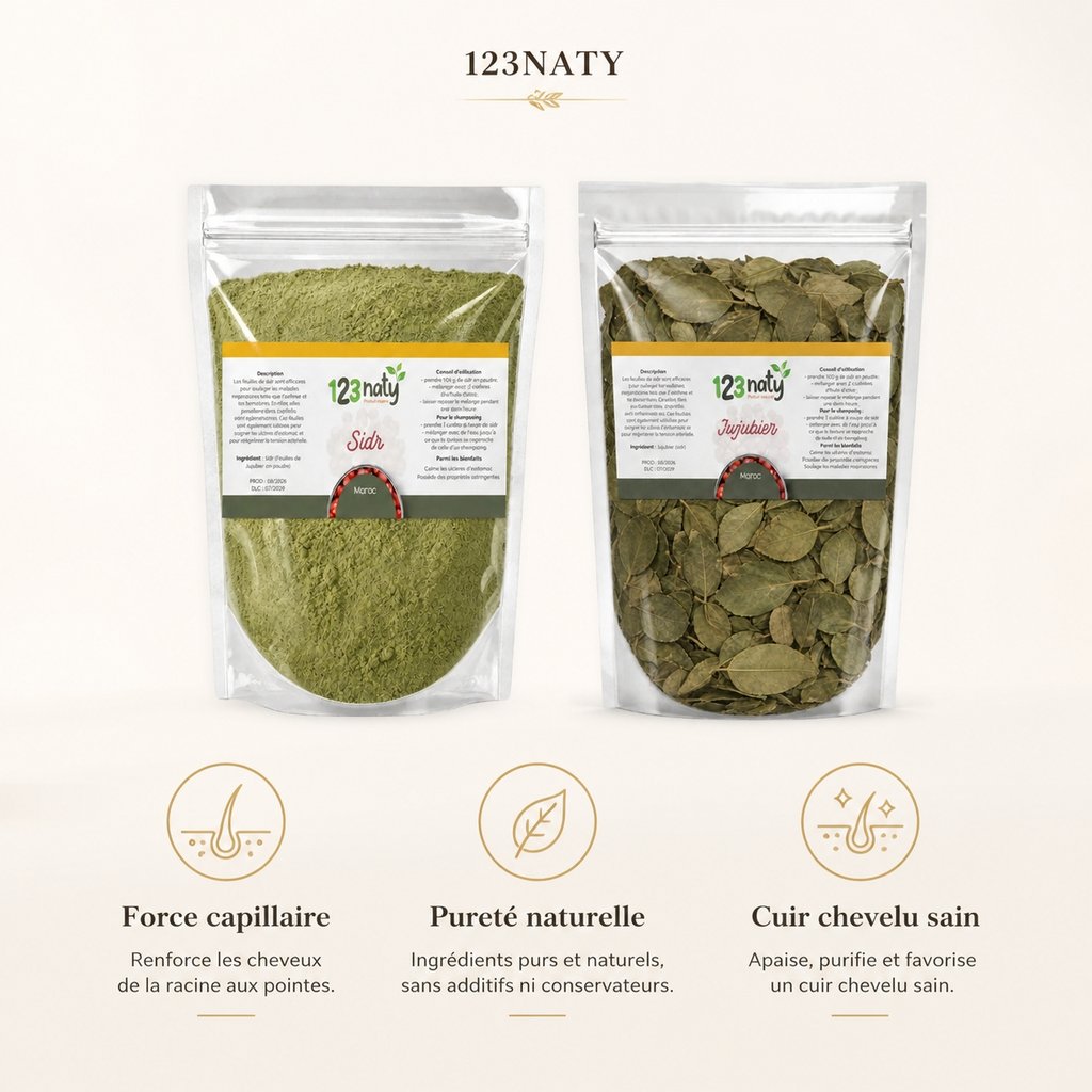 Pack 1kg Feuille de Jujubier (Sidr) en Poudre & 1kg Feuille de Jujubier (Sidr) — Bénéfices clés