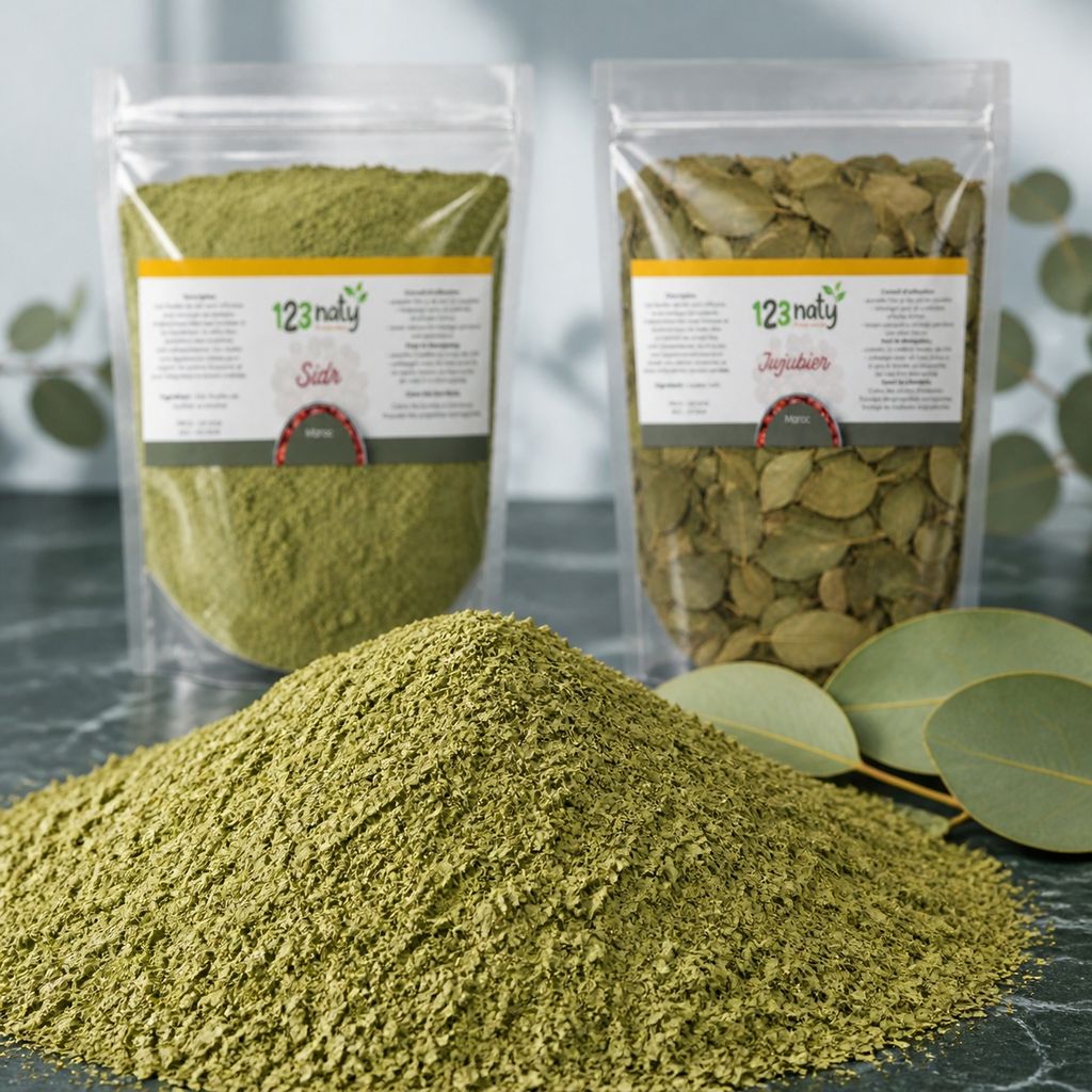 Pack 1kg Feuille de Jujubier (Sidr) en Poudre & 1kg Feuille de Jujubier (Sidr) — Texture en gros plan