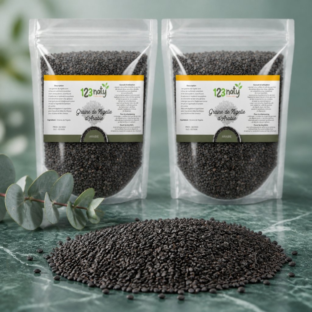 Pack 1Kg Graine de Nigelle d'Arabie & 1kg Graine de Nigelle | 123NATY — Texture en gros plan