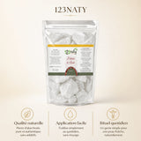 Pack 1kg Pierre d'Alun brute & 1kg Pierre d'Alun Poudre Surfine | 123NATY — Infographie bénéfices clés