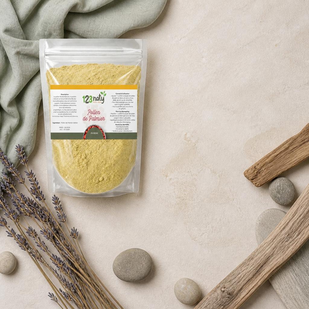 Pack 1kg Pollen de Palmier & 1kg Rose de Jericho - Chajarat Mariam | 123NATY — Ambiance flat lay