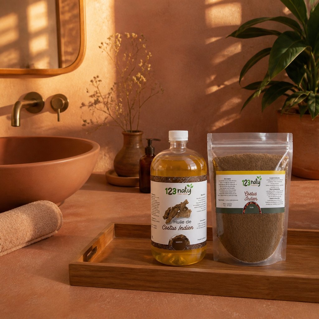 Pack 1L Huile de Costus Indien & 1kg Costus Indien en poudre | 123NATY — Mise en scène d'usage