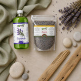 Pack 1L Huile de Lavande & 1kg Fleur de Lavande séché | 123NATY — Ambiance flat lay