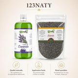 Pack 1L Huile de Lavande & 1kg Fleur de Lavande séché | 123NATY — Infographie bénéfices clés