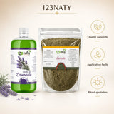 Pack 1L Huile de Lavande & 1kg Lavande en Poudre | 123NATY — Infographie bénéfices clés