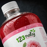 Pack 1L Huile de Rose & 1kg Bouton de Rose Séchée | 123NATY — Détail macro du flacon