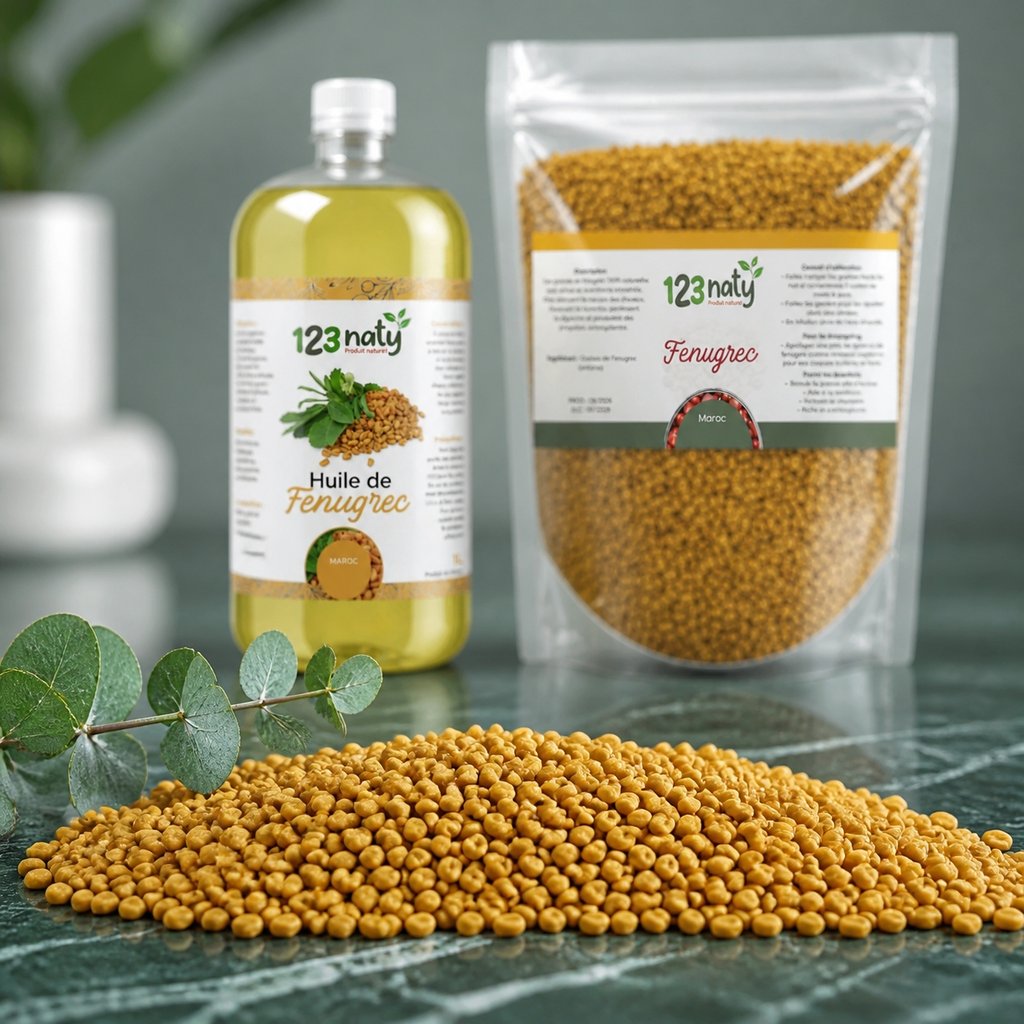 Pack 1L Huile de Fenugrec & 1kg Graine de Fenugrec | 123NATY — Texture en gros plan