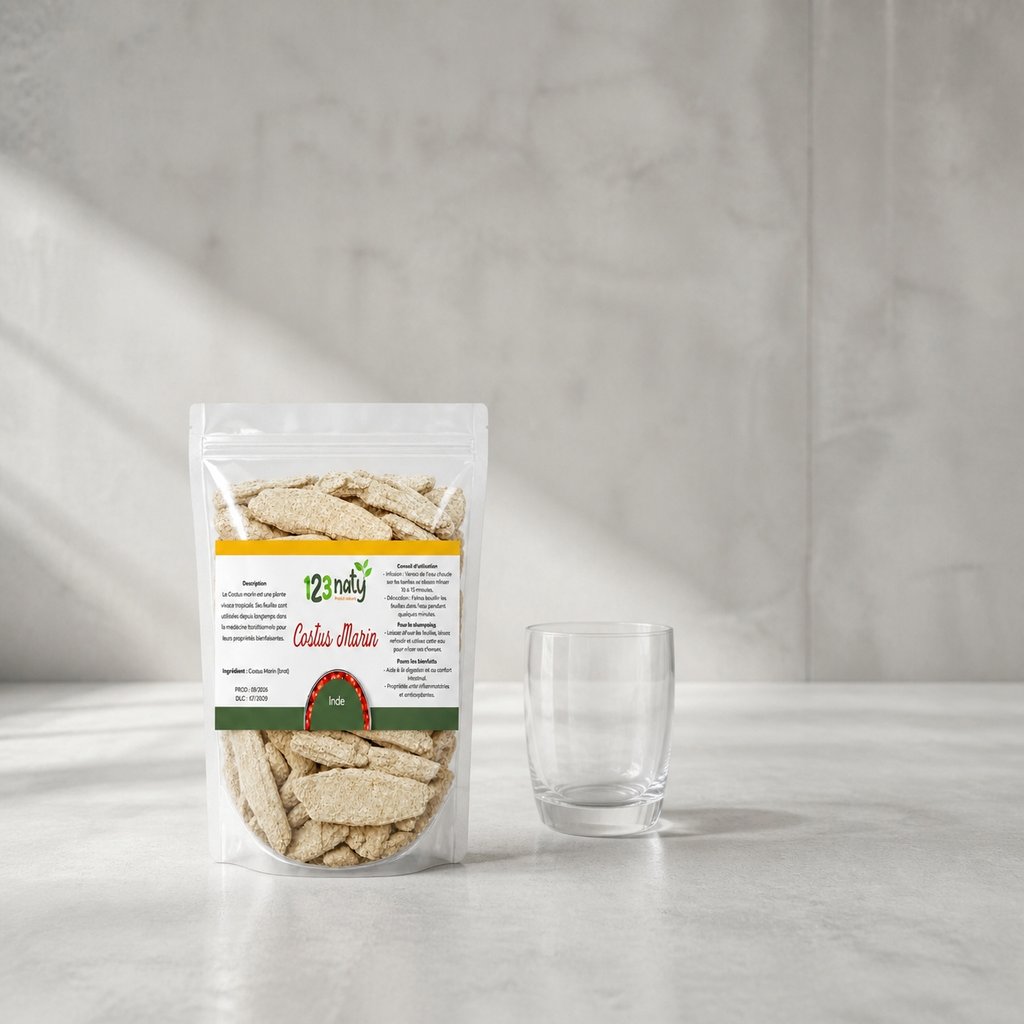 Pack 1kg Costus Marin Brut & 1kg Costus Marin en Poudre | 123NATY — Taille réelle du produit