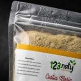Pack 1kg Costus Marin Brut & 1kg Costus Marin en Poudre | 123NATY — Détail macro du flacon