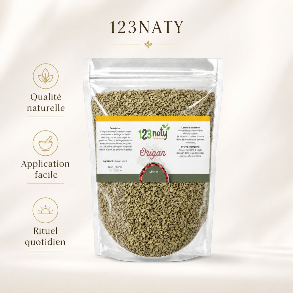 Pack 1kg Origan en Feuille Séché & 1kg Origan en Poudre | 123NATY — Infographie bénéfices clés