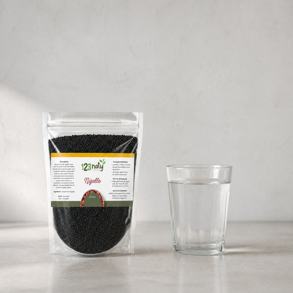 Pack 1kg Graine de Nigelle en Poudre & 1kg Graine de Nigelle | 123NATY — Taille réelle du produit
