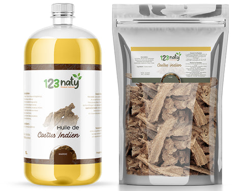 Pack  1L Huile de Costus Indien & 1kg Costus Indien Brut