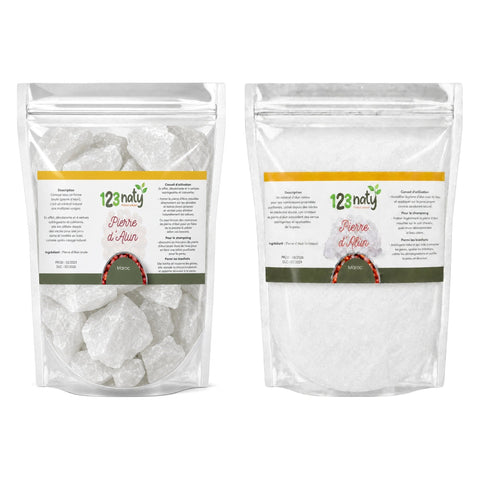 Pack 1kg Pierre d'Alun brute & 1kg Pierre d'Alun Poudre Cristaux