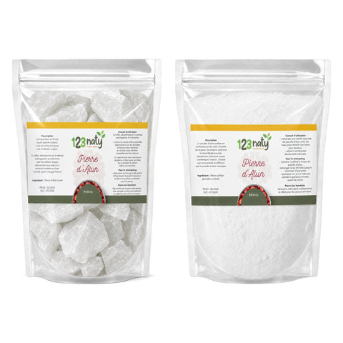 Pack 100g Pierre d'Alun brute & 100g Pierre d'Alun Poudre Surfine