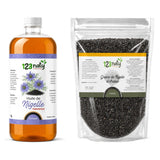 Pack 1L Huile de nigelle d'Ethiopie - Habachiya & 1Kg Graine de Nigelle d'Arabie | 123NATY — pack de 2 produits