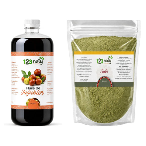 Pack 1L Huile de Jujubier (sidr) & 1kg Feuille de Jujubier (Sidr) en Poudre