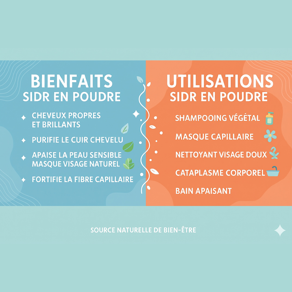 Bienfaits et utilisations de la poudre de Sidr jujubier - infographie